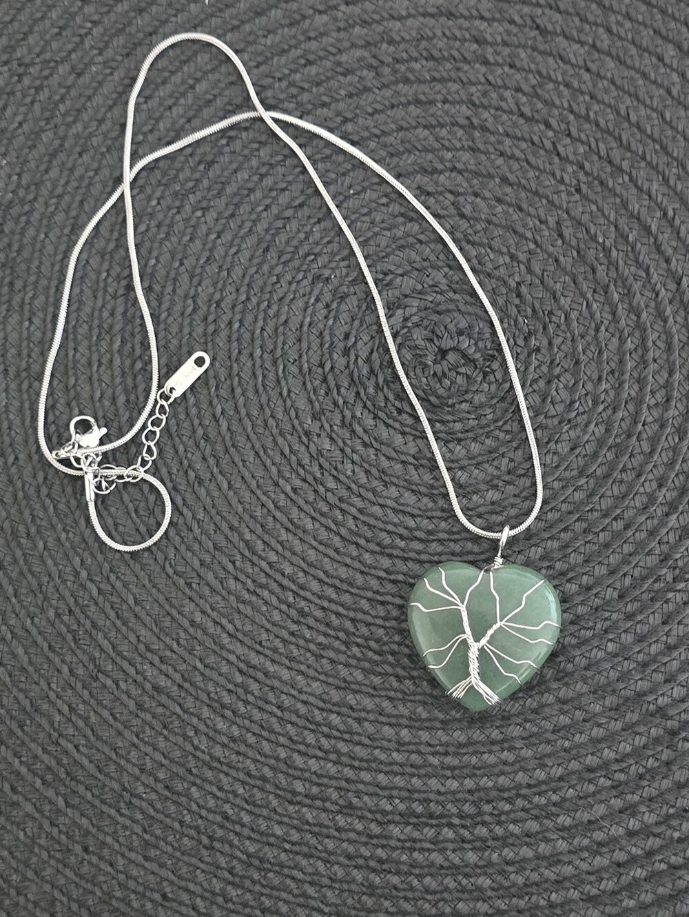 Crystal Jewelry Green Aventurine Heart Tree of Life Necklace